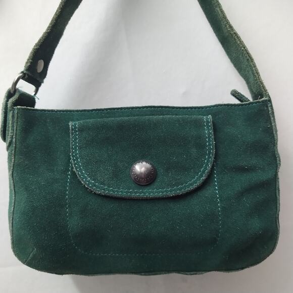 Marc Jacobs Green Suede Front Pocket Zipper Closure Small Hobo Shoulder Bag - Picture 3 of 16